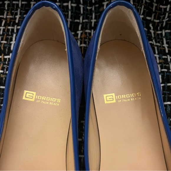 NWOB Size EU 37 (6.5) cobalt blue suede ballet flats with patent leather toe cap - Picture 5 of 9